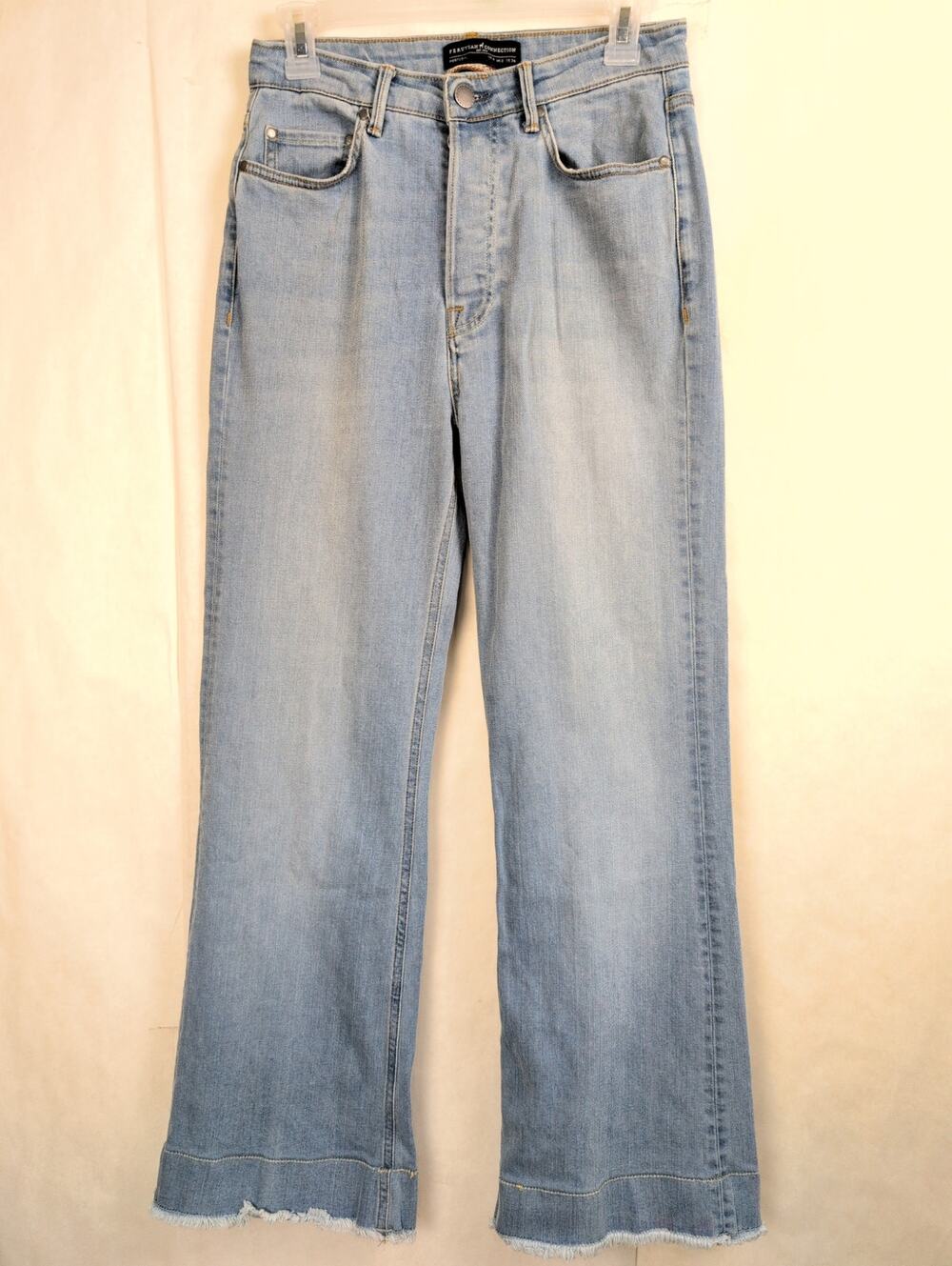 Peruvian Connection wide leg button fly blue jeans Size 4 Boho Retro Classic